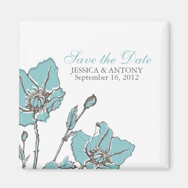 Imán Magnates Bodas de flores azules (Frente)