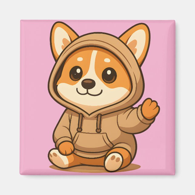 Imán Magnates Corgi Sparkly Eyes | Decoración De Cocina (Frente)