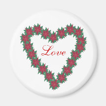 Magnates de flor de Poinsettia en forma de corazón