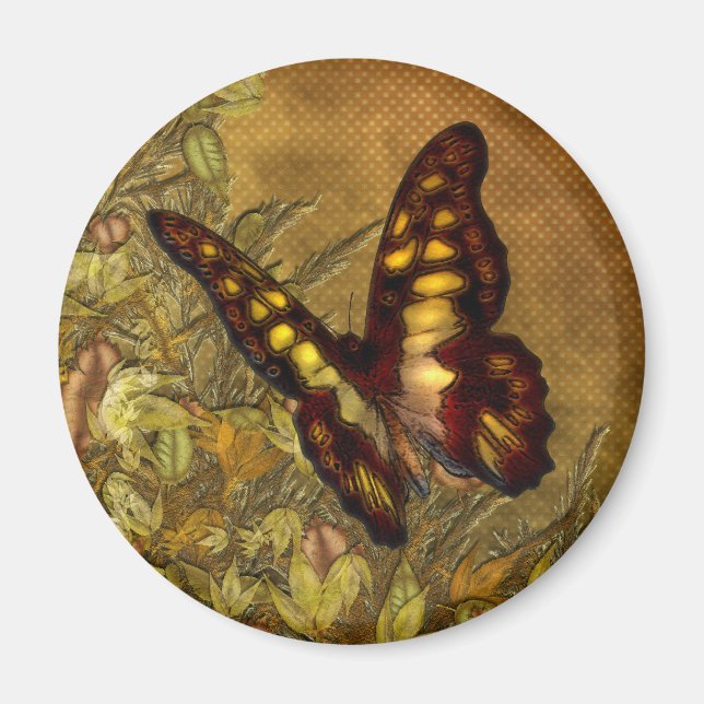 Imán Magnates de Ilustracion de mariposa de estilo vint (Frente)