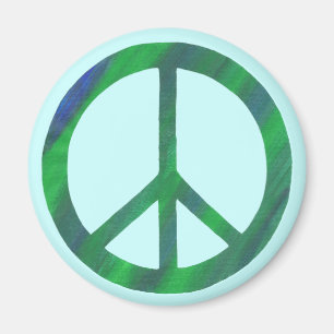 Imán Magnates de signos de paz verde azul