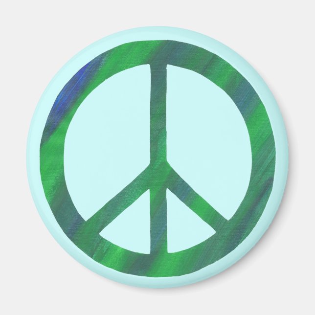 Imán Magnates de signos de paz verde azul (Frente)