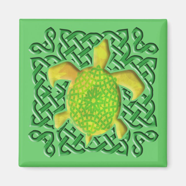 Imán Magnates De Tortuga De Knot Celta (Verde) (Frente)