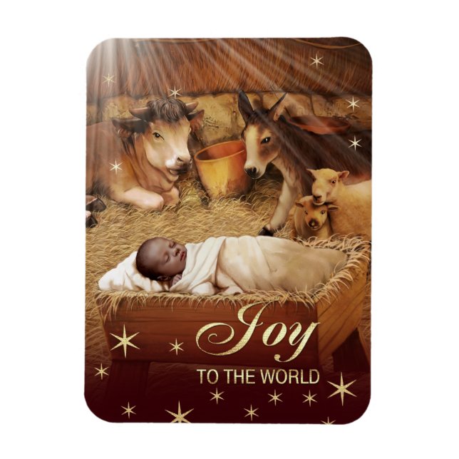 Imán Magnates del Niño Africano Americano Jesús Navidad (Vertical)