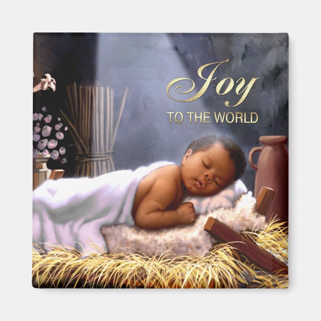 Imán Magnates del Niño Africano Americano Jesús Navidad (Frente)