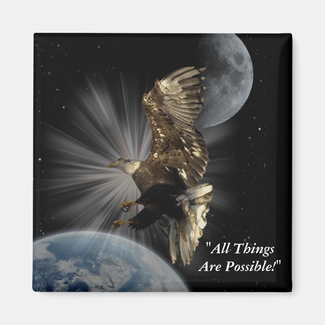 Imán Magnates Motivadores del águila calva (Frente)