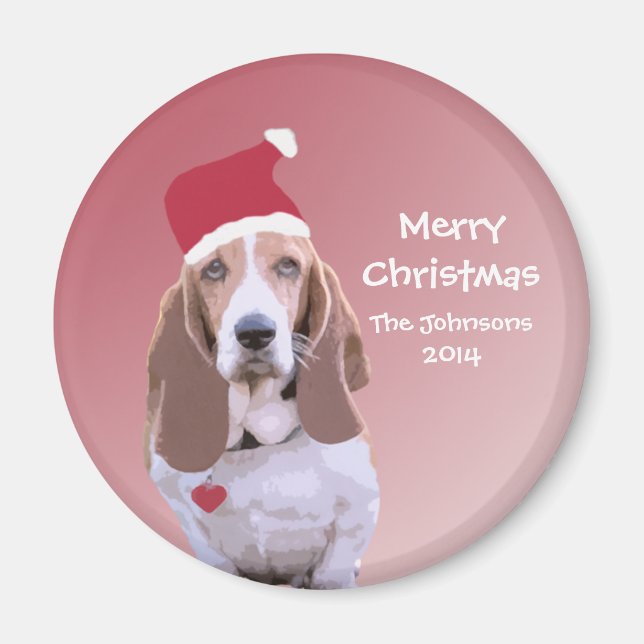 Imán Magnates Santa de helilla de Basset personalizados (Frente)