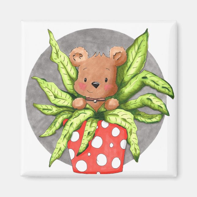 Imán Magneet vierkant, studio de vrolijke tekening (Frente)