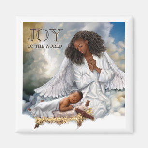 Imán Magneos de Navidades del Ángel Afro y el Niño Jesú