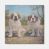 Magnet Ann Hayes Pintando Dos St Bernards