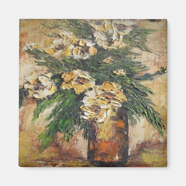 Imán Magnet Ann Hayes Pintando Flores Amarillas En Vase (Frente)