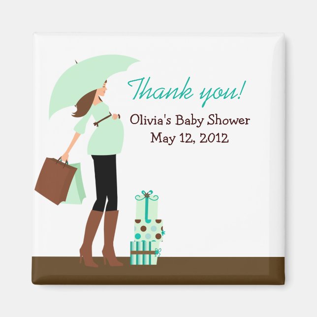 Imán Magnet Baby Shower Favor de la Mamá Moderna (Verde (Frente)