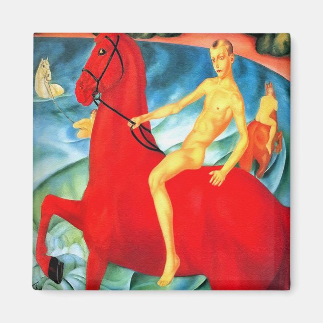 Imán Magnet: "Bañando el caballo rojo" (Frente)
