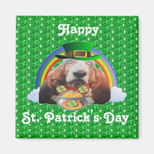 Imán Magnet Basset Hound Happy St. Patrick's Day