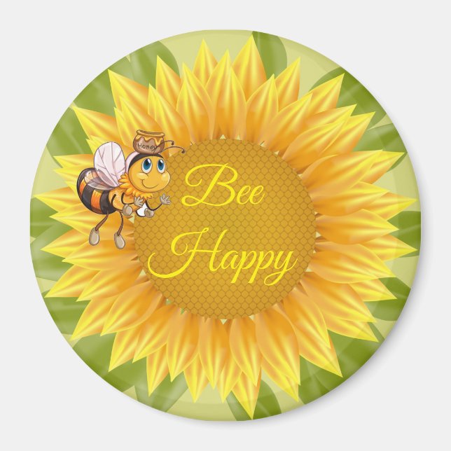 Imán Magnet Bee Happy Bee Sunflower (Frente)