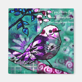 Imán Magnet Bird Abstract Art with Inspirador Saying