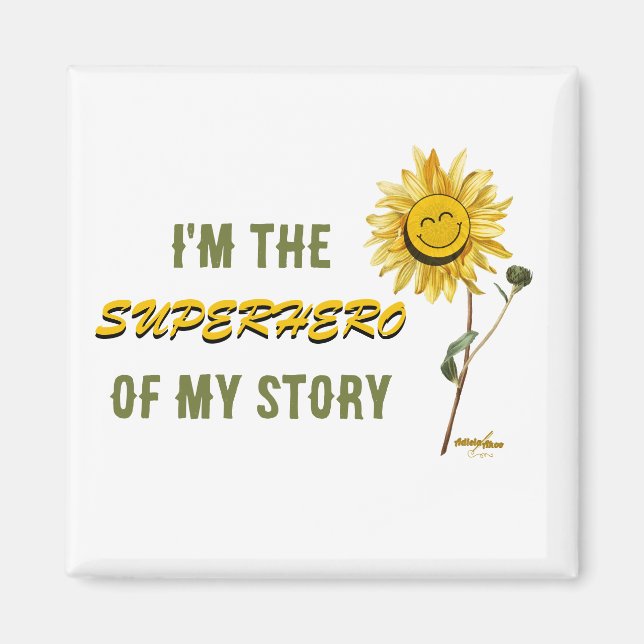 Imán Magnet blanco superhéroe del poeta Adiela Akoo (Frente)