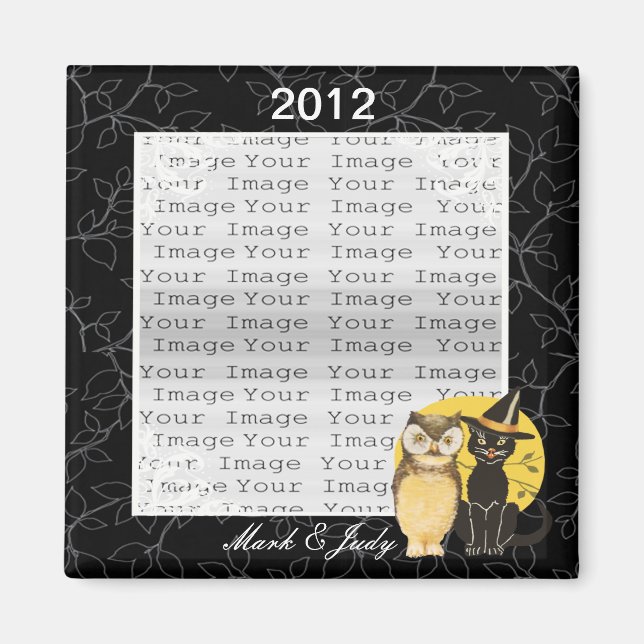 Imán Magnet Boda Cat & Owl Halloween (Frente)
