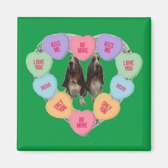 Imán Magnet Candy Love Hearts with Basset (Frente)