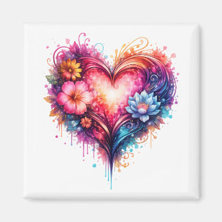 Imán Magnet carré cœur artistique coloré