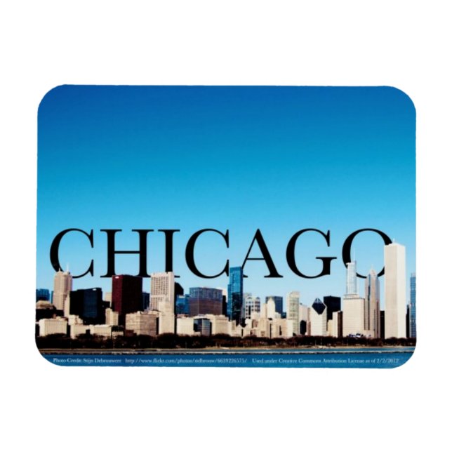 Imán Magnet Chicago Skyline con Chicago en el cielo (Horizontal)