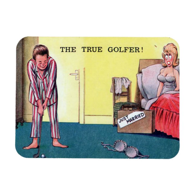 Imán Magnet - Comic - Golf - Postal antigua (Horizontal)