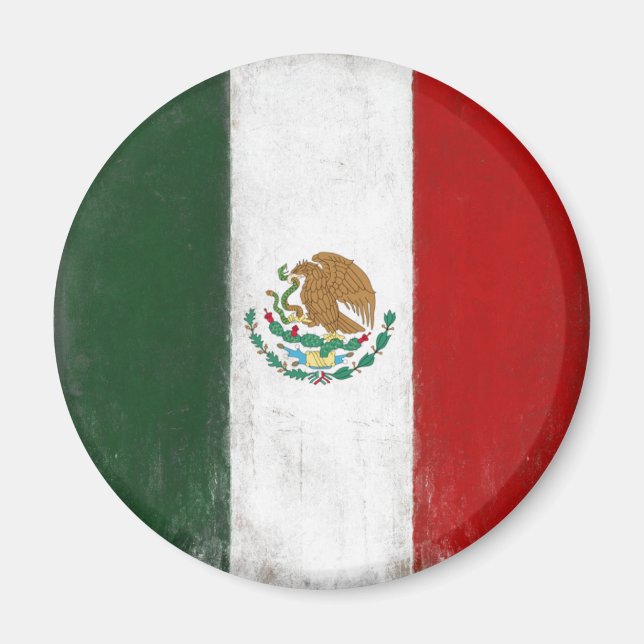 Imán Magnet con bandera angustiada de México (Frente)