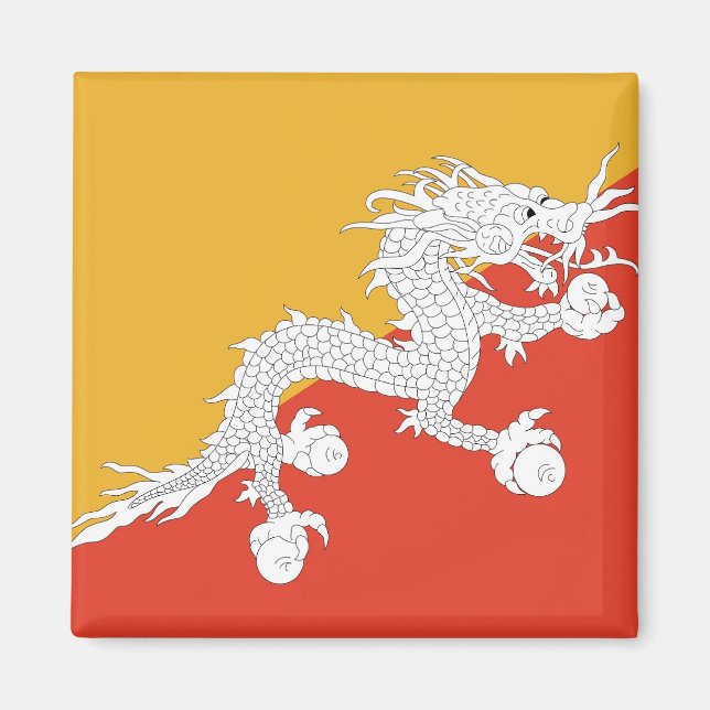 Imán Magnet con bandera de Bután (Frente)