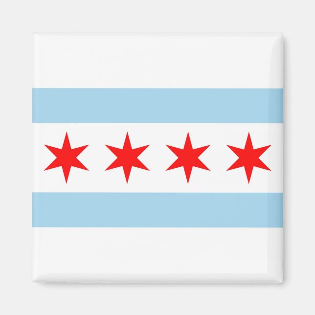 Imán Magnet con bandera de Chicago, Estado de Illinois  (Frente)