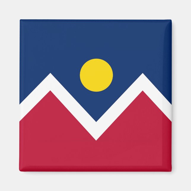 Imán Magnet con bandera de Denver, Estado de Colorado - (Frente)