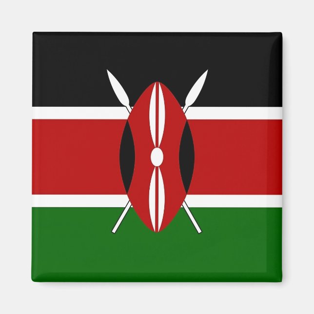 Imán Magnet con bandera de Kenia (Frente)