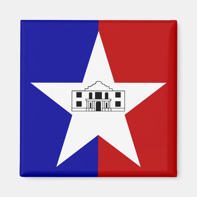 Imán Magnet con bandera de San Antonio, Texas, Estados  (Frente)
