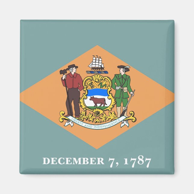 Imán Magnet con bandera del estado de Delaware - Estado (Frente)
