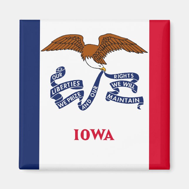 Imán Magnet con bandera del estado de Iowa - Estados Un (Frente)