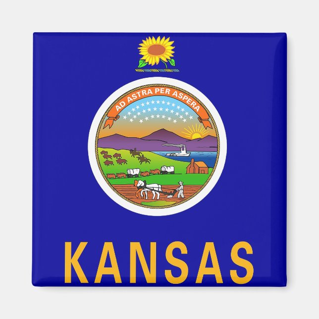 Imán Magnet con bandera del estado de Kansas - Estados  (Frente)