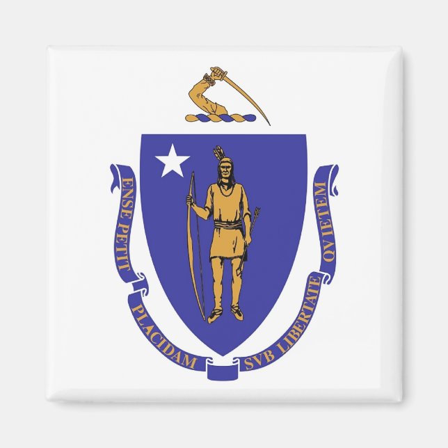 Imán Magnet con bandera del estado de Massachusetts - E (Frente)