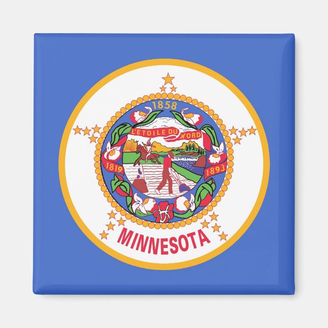 Imán Magnet con bandera del estado de Minnesota - Estad (Frente)