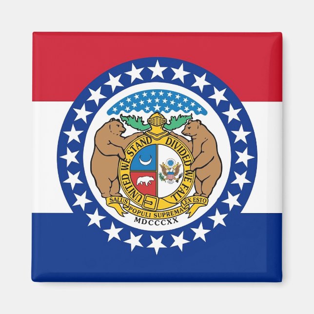 Imán Magnet con bandera del estado de Misuri - Estados  (Frente)