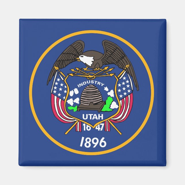 Imán Magnet con bandera del estado de Utah - Estados Un (Frente)