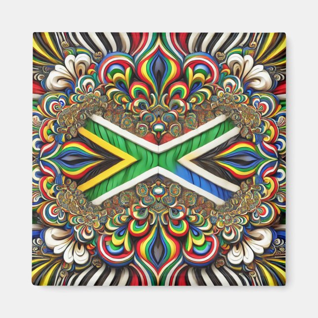 Imán Magnet con diseño de colores sudafricanos (Frente)