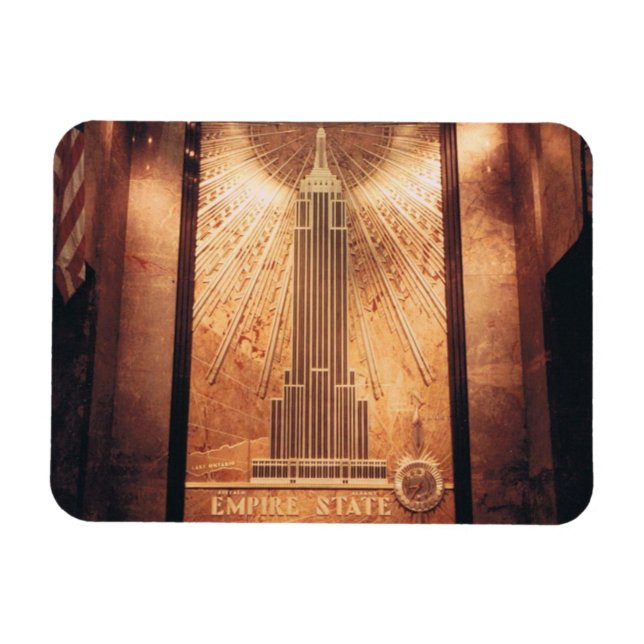 Imán Magnet con Empire State Building Plaque Foto (Horizontal)