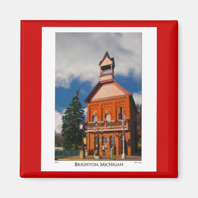 Imán Magnet con la escena de Brighton Michigan (Frente)