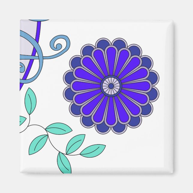 Imán Magnet con un arte floral (Frente)