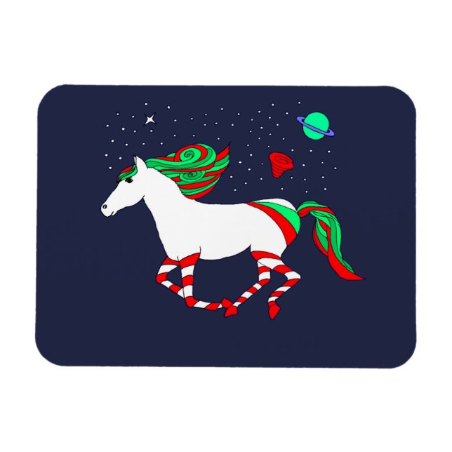 Imán Magnet con una foto de caballo Navidad (Horizontal)