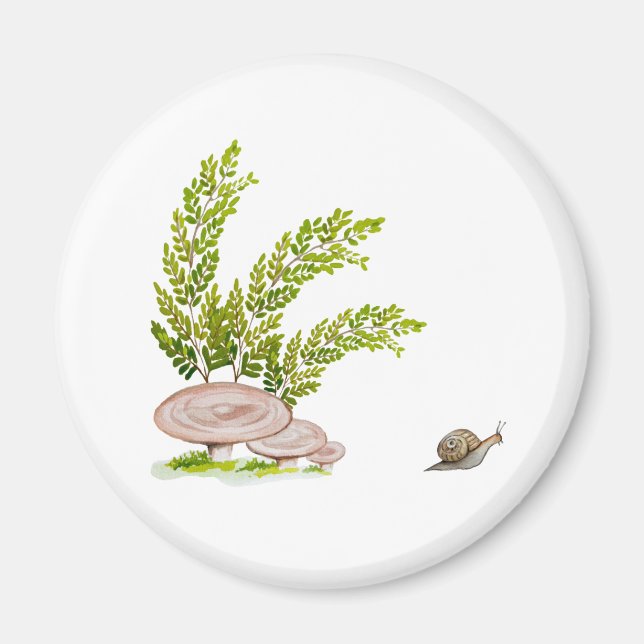 Imán Magnet con una hermosa acuarela imagen de hongo (Frente)