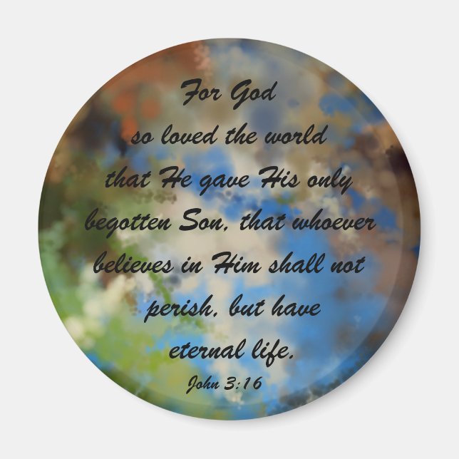 Imán Magnet con verso biblia Juan 3:16 (Frente)