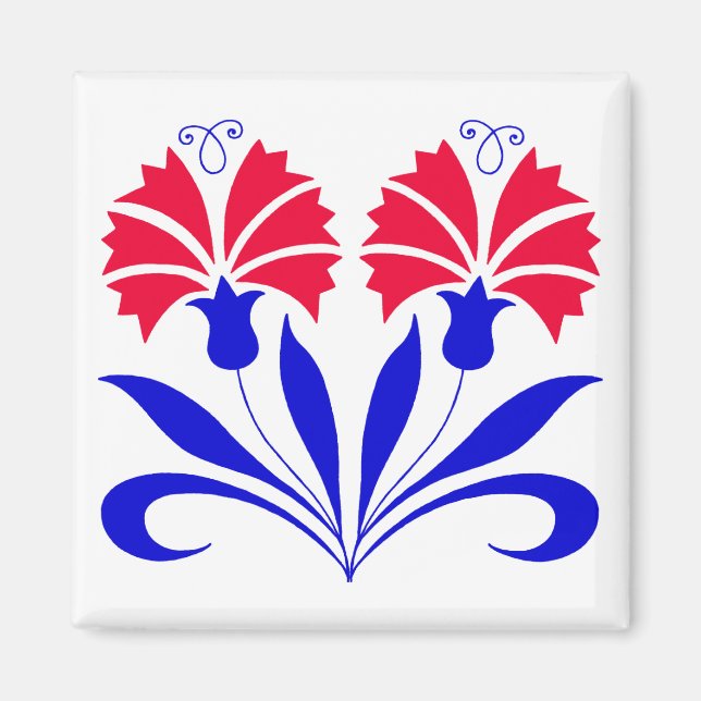 Imán Magnet cuadrado con claveles eslovenos (Frente)