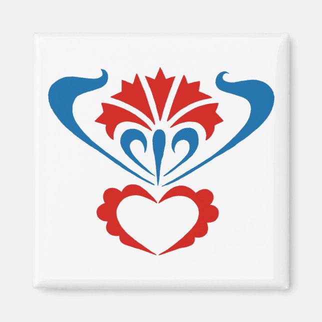 Imán Magnet cuadrado con motivo ornamental esloveno (Frente)