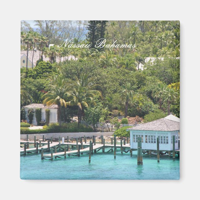 Imán Magnet cuadrado de 2 pulgadas, Nassau Bahamas (Frente)