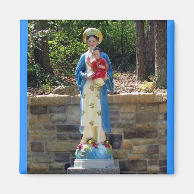 Imán Magnet cuadrado de Nuestra Señora de La Vang (Frente)